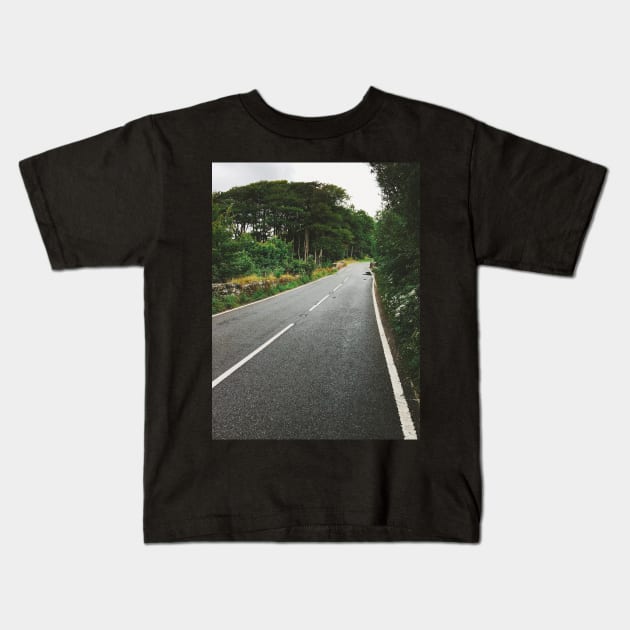 Dartmoor National Park - Cement Road on Rainy Day (Devon, England) Kids T-Shirt by visualspectrum